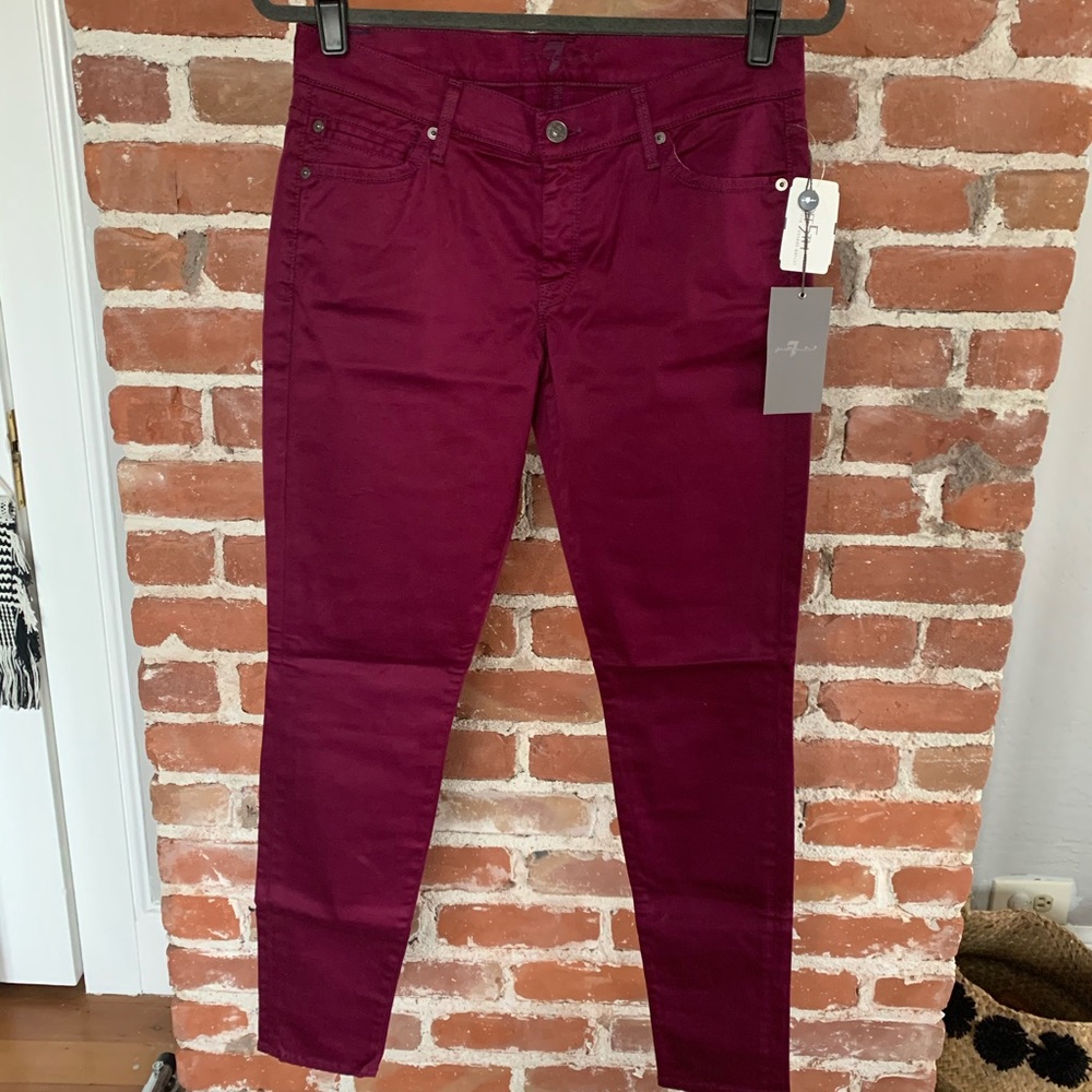 NWT 7 for all mankind skinny jeans burgundy 28